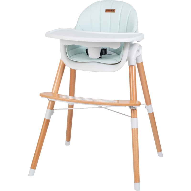Scaun de masa 2 in 1 reglabil, tin, cu tavita si husa detasabile, suport pentru picioare reglabil, freeon, light green