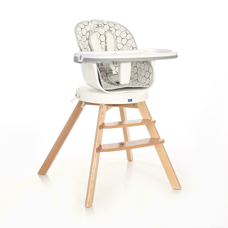 Lorelli - scaun de masa multifunctional napoli 3 in 1, cu sezut rotativ net, gri