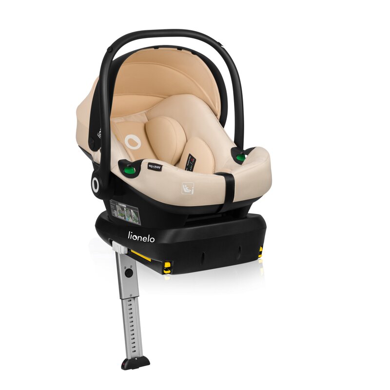 Scoica auto, Lionelo, i-Size Astrid, Include baza Isofix, 0-13 Kg, 40-87 cm, Cu maner si capotina reglabile, Cu protectie laterala avansata, Salteluta confortabila, Testat ADAC, Conform cu R129, Bej