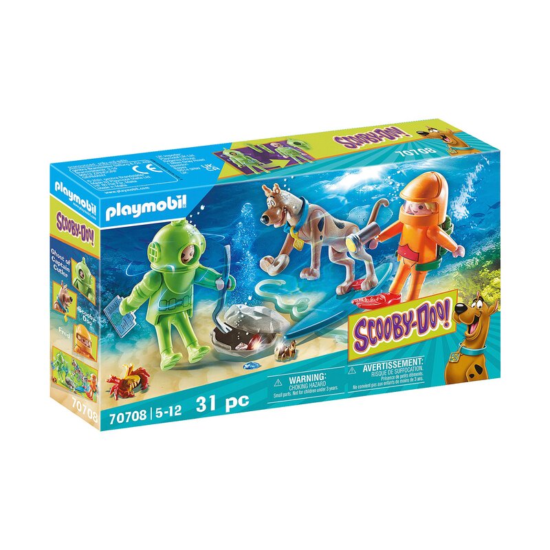 Playmobil - set de constructie aventuri cu fantoma scafandru , scooby doo