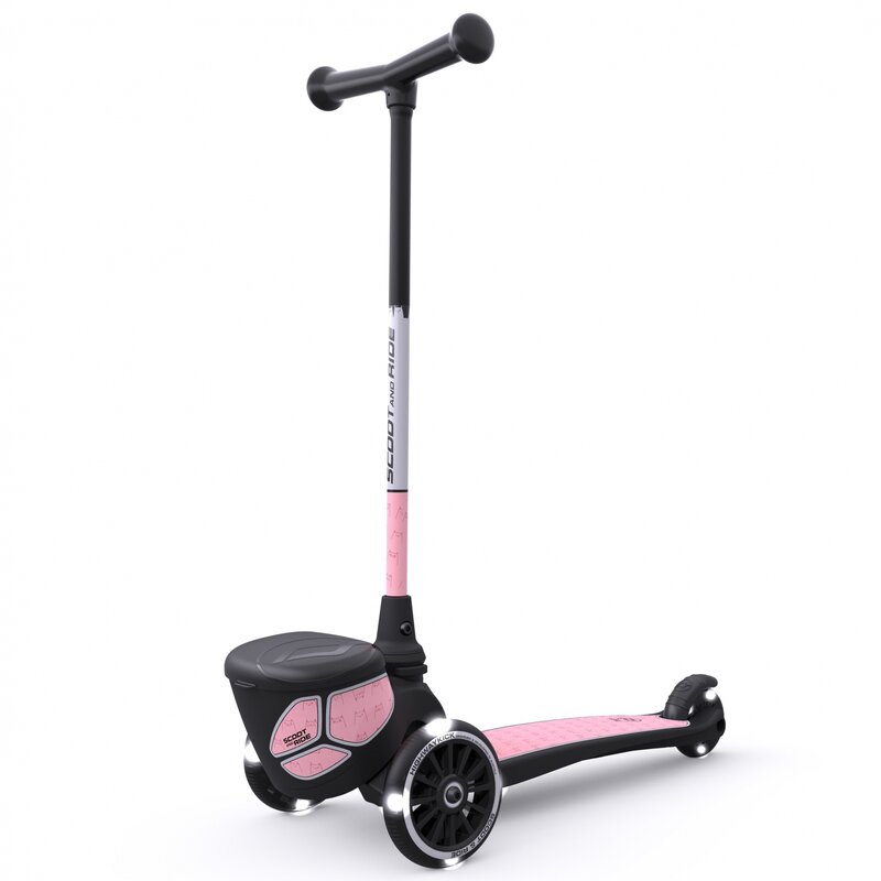 Scoot and ride - trotineta highwaykick 2 lifestyle , reflective, pliabila, cu roti luminoase, roz