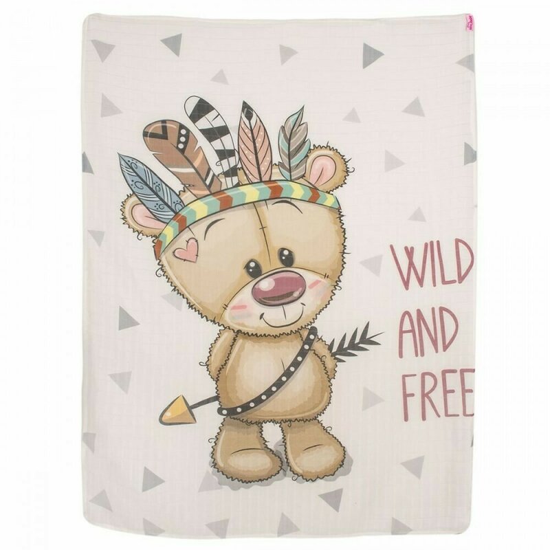 Sevibebe - scutec muselina bear bumbac 120x120 cm