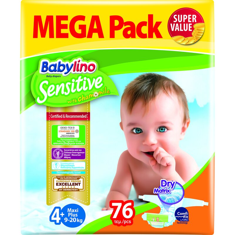 Babylino - Scutece Sensitive Megapack, Maxi N4+, 76 buc