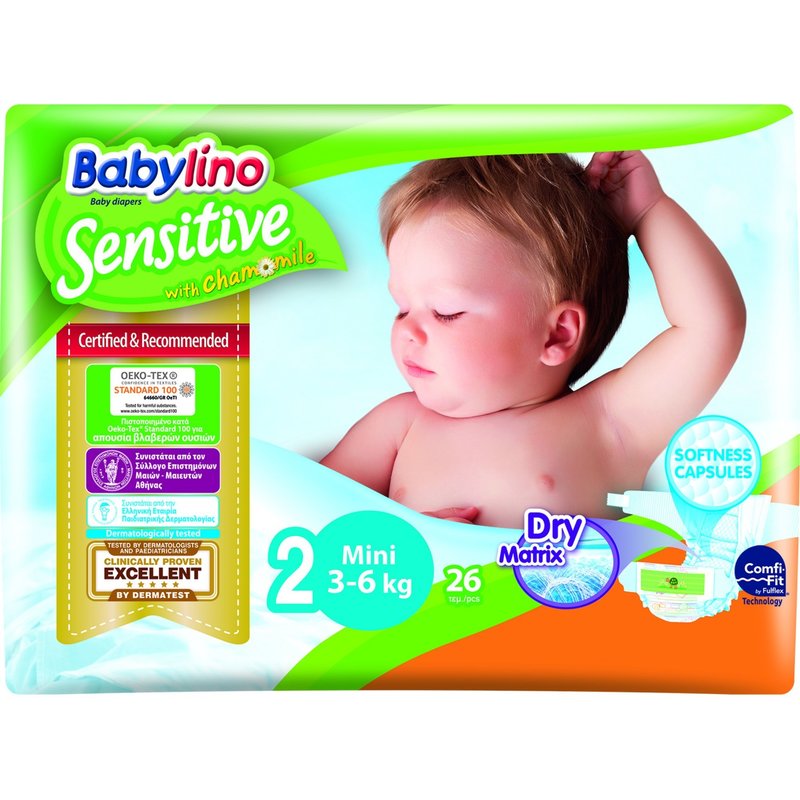 Babylino - Scutece Sensitive N2 3-6kg/26 buc