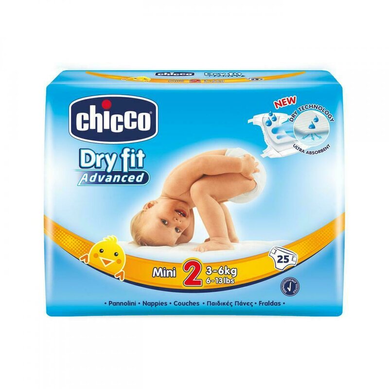Chicco - scutece dry fit advanced mini, nr.2, 3-6kg, 25buc