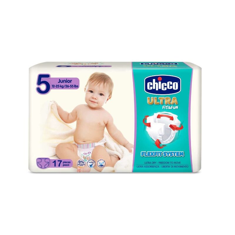 Chicco - Scutece Ultra Fit & Fun Junior, nr.5, 12-25kg, 17buc