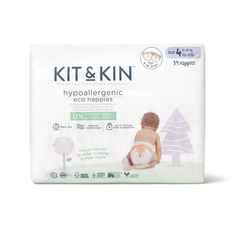 Kit&kin - scutec hipoalergenic eco 34 buc, de unica folosinta, 9-14 kg, nr4+