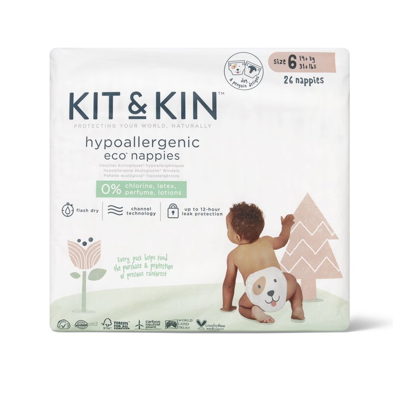 Kit&kin - scutec hipoalergenic eco 26 buc, de unica folosinta, 14 kg +, nr6