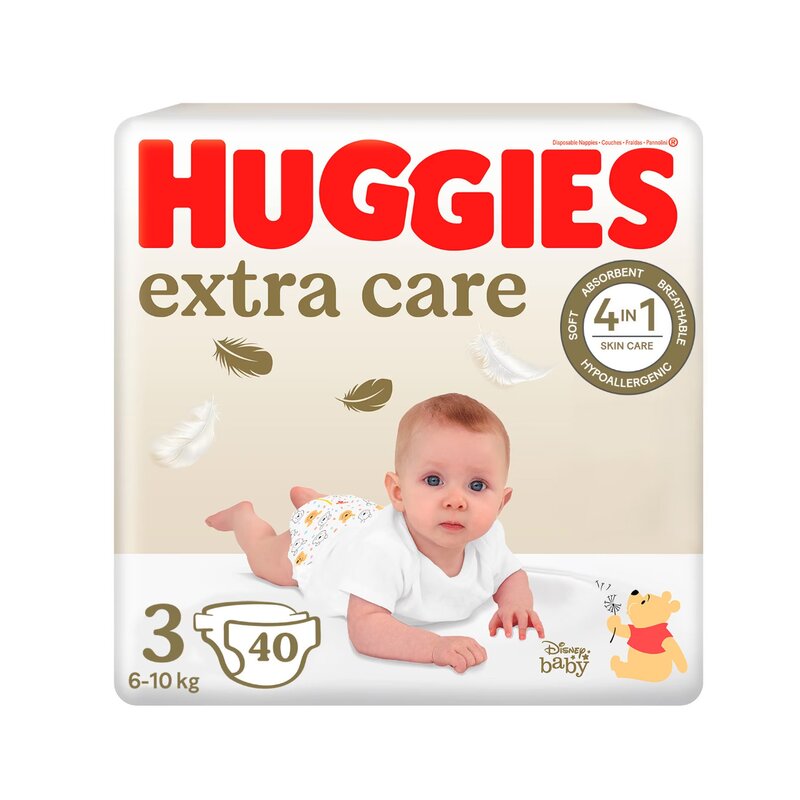 Scutece Huggies, Extra Care Jumbo, Marimea 3, 6- 10 kg, 40 buc