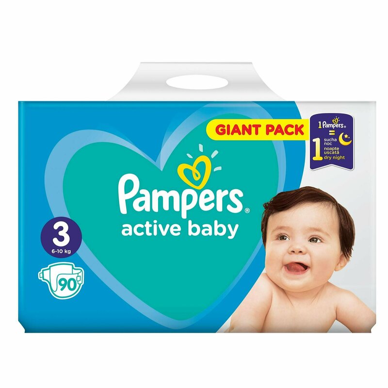 Pampers - scutece active baby 3, giant pack, 90 buc