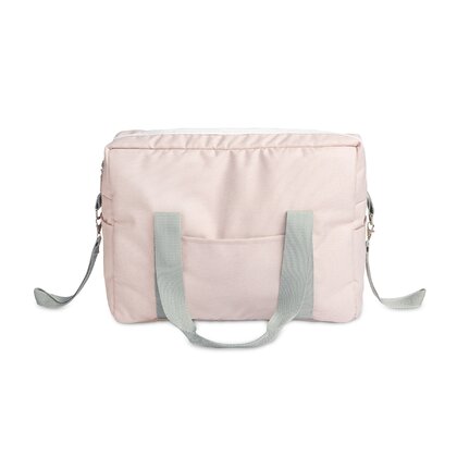 Geanta pentru mamici, Sensillo, Indiana, Cu aspect de geanta sport, Din material impermeabil, Cu fermoar, 43 x 43 x 13 cm, Roz