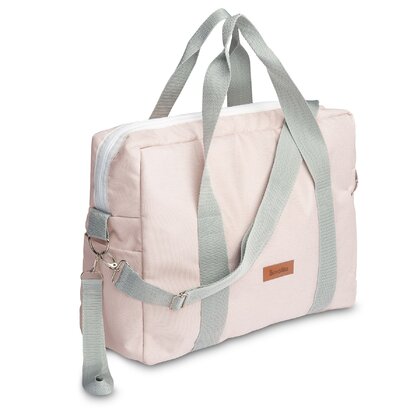 Geanta pentru mamici, Sensillo, Indiana, Cu aspect de geanta sport, Din material impermeabil, Cu fermoar, 43 x 43 x 13 cm, Roz