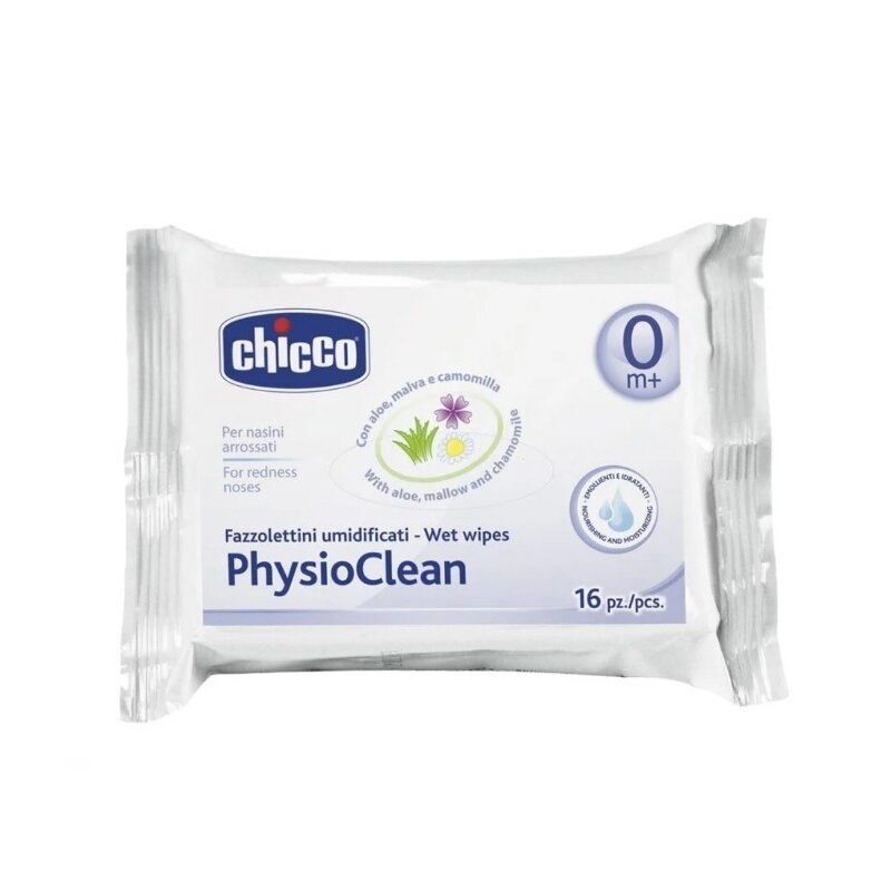 Chicco - servetele umede pentru nas, physioclean, 16bucati, 0luni+