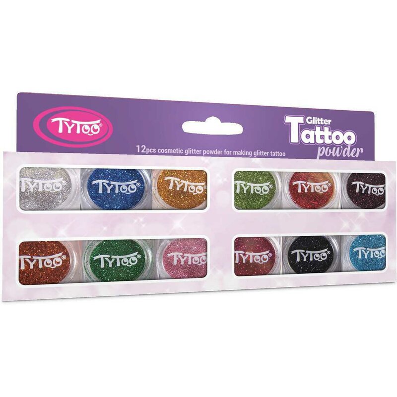 Set 12 recipiente cu sclipici pentru tatuaje temporare Tytoo KKCPU2520008