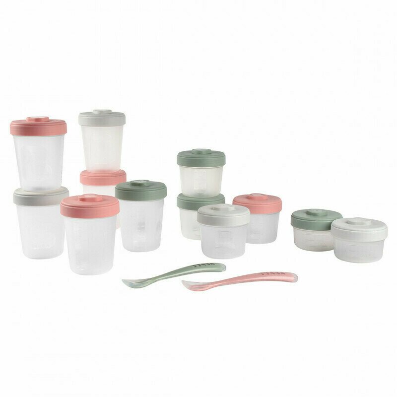 Beaba - set recipiente eucalyptus 2x90 ml, 4x150 ml, 6x250 ml, 12 buc