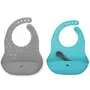 Set 2 bavete portabile, Bbluv, Poket, Cu buzunar, Cu lingurita inclusa, Fara BPA, Aqua/Grey - 2