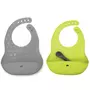 Set 2 bavete portabile, Bbluv, Poket, Cu lingurita inclusa, Fara BPA, Lime/Grey - 1