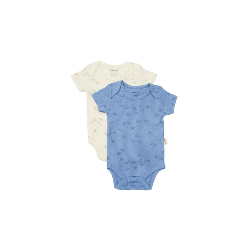 Set 2 body-uri Printed, BabyCosy, 50% modal+50% bumbac, Ecru/Lavanda (Marime: 18-24 Luni)