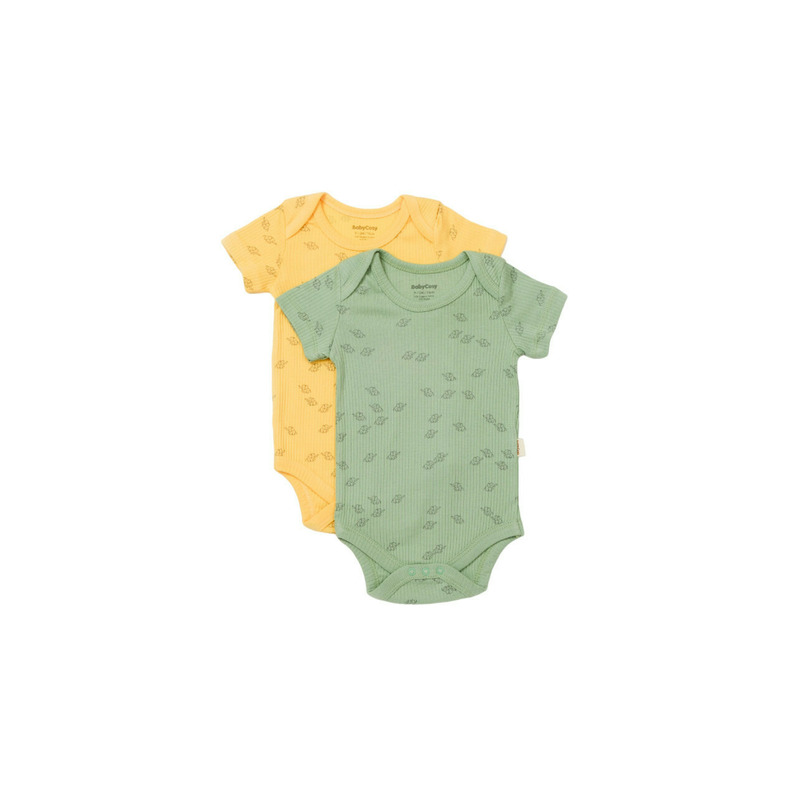 Set 2 body-uri Printed, BabyCosy, 50% modal+50% bumbac, Lamaie/Verde (Marime: 0-3 Luni)