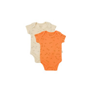 Set 2 body-uri Printed, BabyCosy, 50% modal+50% bumbac, Stone/Apricot (Marime: 12-18 Luni)