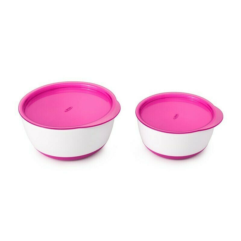Oxo tot - set recipiente alimentare cu capac 2 boluri, 200 ml, 360 ml, roz