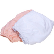 Set 2 cearceafuri cu elastic, Bubaba, Pentru patut leagan sau patut co-sleeper, Dimensiune 90x50 cm, Din bumbac jersey, Alb si roz
