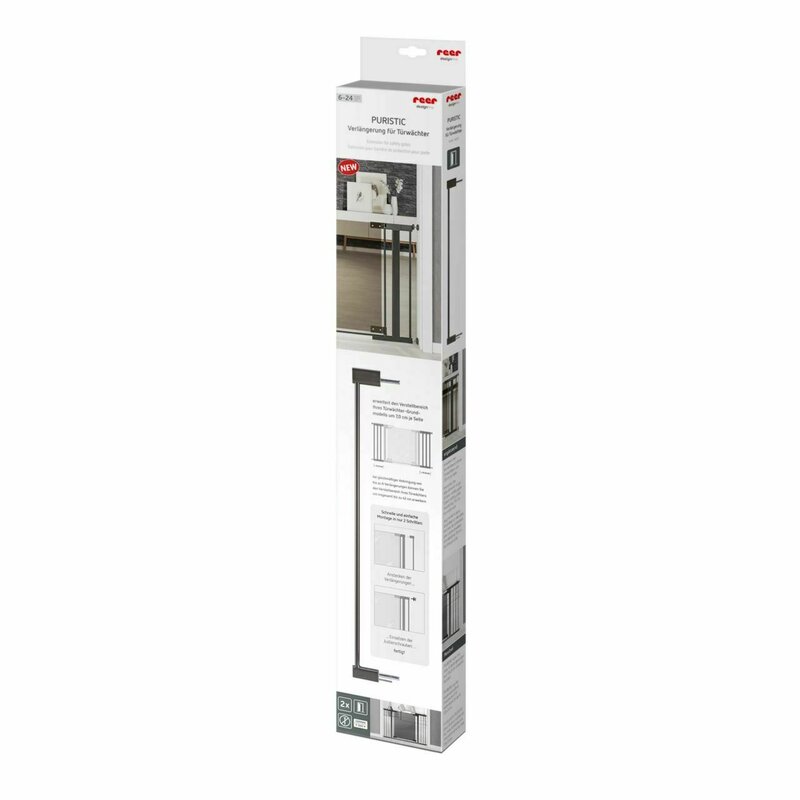 Reer - Accesoriu Extensie 2 bucati , Pentru porti de siguranta DesignLine Puristic, 7 cm din Metal, Gri/Negru