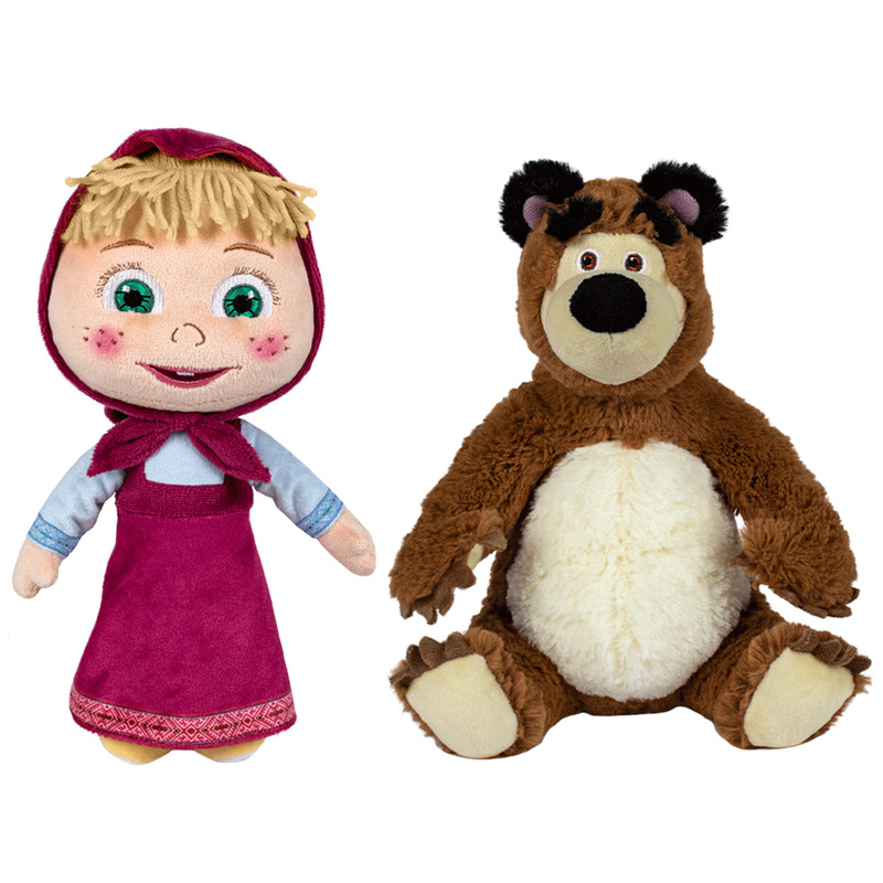masha și ursul in romana toate episoadele Set 2 jucarii din plus Masha cu rochie 26 cm si Ursul 25 cm, Masha & The Bear