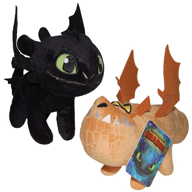 how to train your dragon 3 2018 Play by play - Set 2 jucarii din plus Toothless 25 cm si Meatlug 21 cm, How to train your dragon