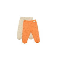 Set 2 pantalonasi cu botosei Printed, BabyCosy, 50% modal+50% bumbac, Stone/Apricot (Marime: 0-3 Luni)