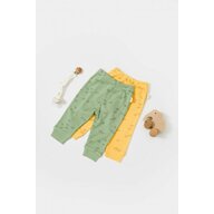 Set 2 pantalonasi Printed, BabyCosy, 50% modal+50% bumbac, Verde/Lamaie (Marime: 3-6 Luni)