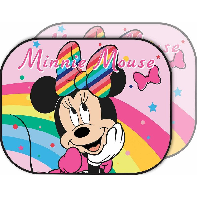 Set 2 parasolare auto, Baby Mix, Universal, Cu ventuze, 44x35 cm, Minnie Mouse