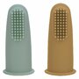 Set 2 periute de dinti pentru deget, FreeON, Cu peri moi, Silicon, Curata bland, 0 luni+, Green/Ochre - 1