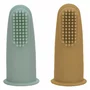 Set 2 periute de dinti pentru deget, FreeON, Cu peri moi, Silicon, Curata bland, 0 luni+, Green/Ochre - 1