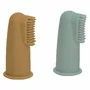 Set 2 periute de dinti pentru deget, FreeON, Cu peri moi, Silicon, Curata bland, 0 luni+, Green/Ochre - 3