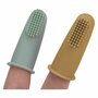 Set 2 periute de dinti pentru deget, FreeON, Cu peri moi, Silicon, Curata bland, 0 luni+, Green/Ochre - 2