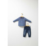 Set 2 piese cu bluzita si pantaloni de blugi Forest pentru baietei, Tongs baby (Culoare: Albastru, Marime: 6-9 luni) - 2