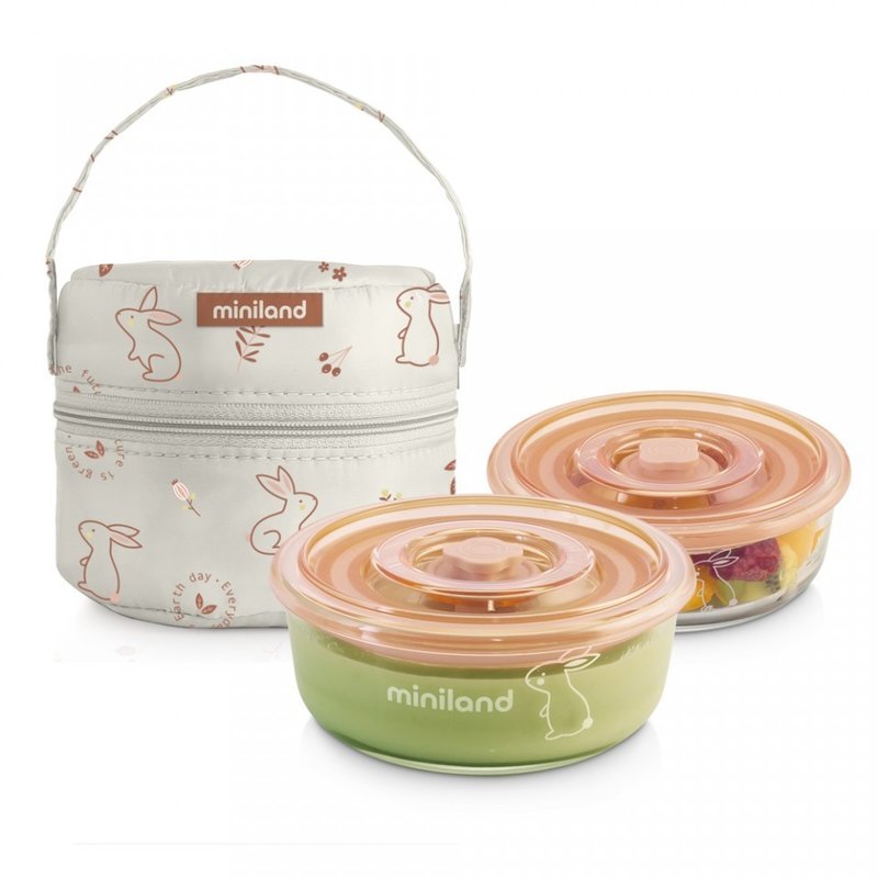 Miniland baby - set 2 recipiente sticla cu gentuta 330 ml bunny
