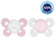 Set 2 suzete bebelusi, Chicco, Physio Comfort, Ortodontice, Suprafata moale, Fara BPA, 2-6 luni, Motive animale, Roz