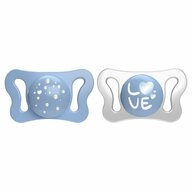 Set 2 suzete bebelusi, Chicco, Physio Forma, Silicon moale, Fara BPA, Sterilizabil la microunde, 0-2 luni, Albastru