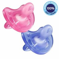 Set 2 suzete bebelusi, Chicco, Physio Soft, Ortodontice, Suprafata moale, Fara deformari, Sustine dezvoltarea corecta a maxilarului, Fara BPA, 16-36 luni, Roz/Mov