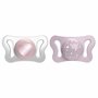 Set 2 suzete bebelusi, Chicco, Physioforma, Silicon moale, Sterilizabil la microunde, 0-2 luni, Roz