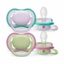 Set 2 suzete bebelusi, Philips Avent, Ultra Air, Ortodontice, Ventilate, Senzatie naturala, Fara BPA, 0- 6 luni, Violet/Verde - 1
