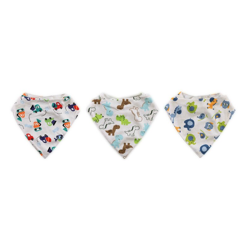 Lorelli - set 3 bavete tip bandana bumbac imprimeuri colorate