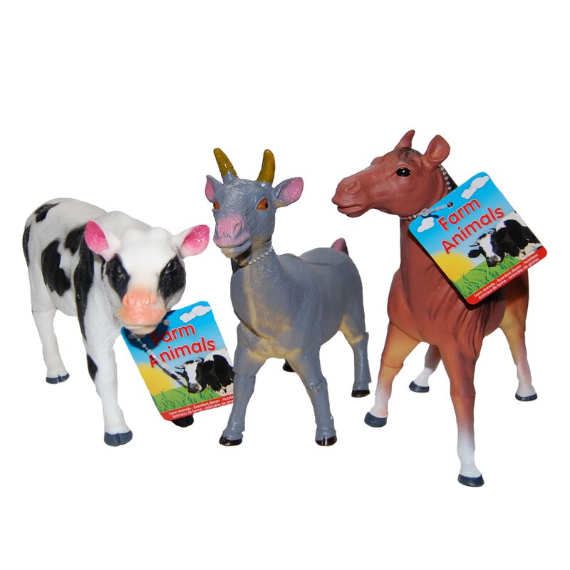 Up int\'l - Set 3 figurine din cauciuc animale domestice, Cal/Vaca/Capra, 20 - 24 cm