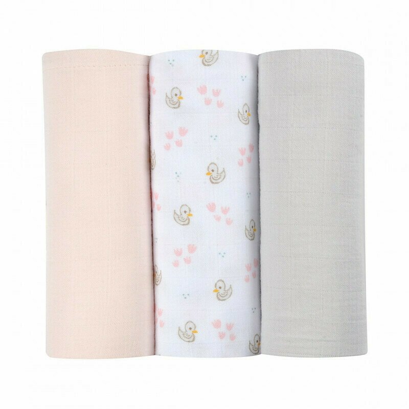 Set 3 Museline Beaba bumbac organic 70x70 cm Swan Pink