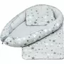 Set 3 piese, New Baby, Baby Nest, Cu paturica si pernuta, White/Grey stars - 4