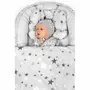 Set 3 piese, New Baby, Baby Nest, Cu paturica si pernuta, White/Grey stars - 8