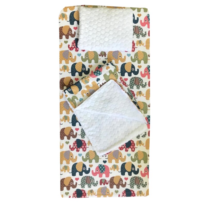 Deseda - set 3 piese de iarna paturica cu cearsaf si pernuta pentru pat 120x60 cm elefanti maro