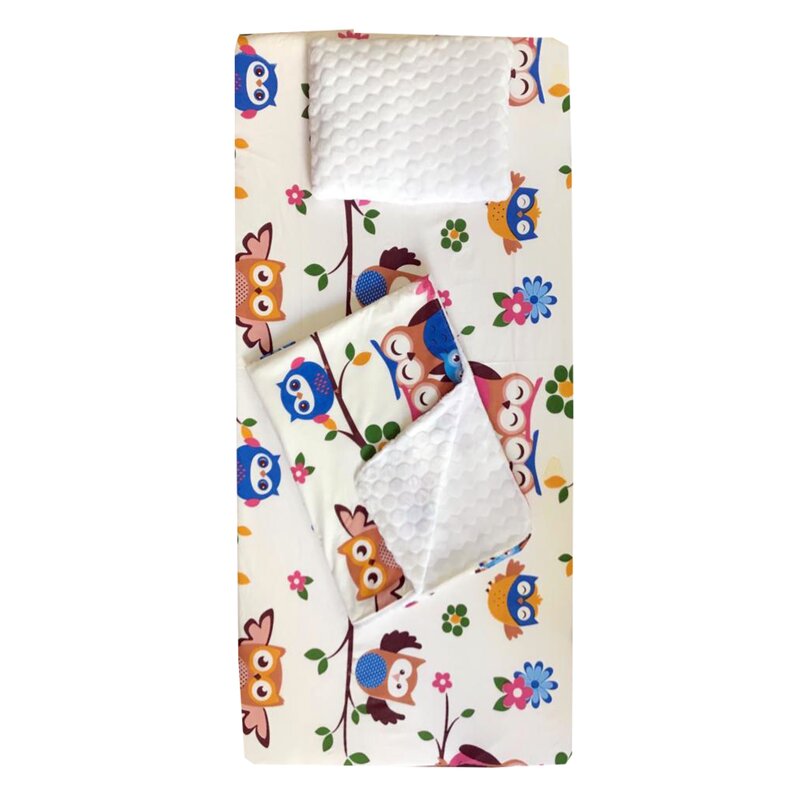 Deseda - set 3 piese de iarna paturica cu cearsaf si pernuta pentru pat 140x70 cm bufnite maro